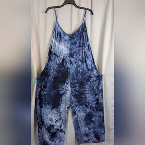 Simple Suzanne Betro‎ Tie-Dye Wide-Leg Jumpsuit - Navy Blue/White